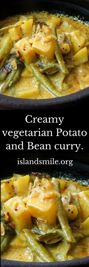 Creamy potato-bean curry. a Sri Lankan vegetarian dish you can use for your meals. A vegetable curry cooked in coconut milk. gluten-free, vegan.
