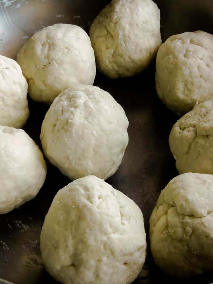 kneaded dough balls to make the coconut roti.