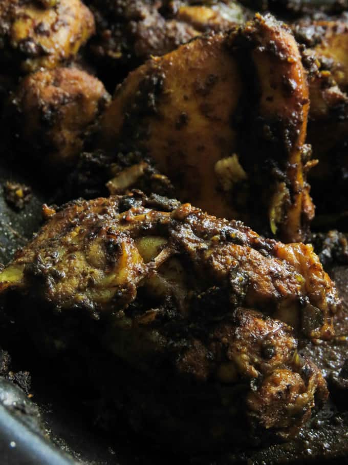 black pepper dry chicken curry also known as chicken ambulthiyal