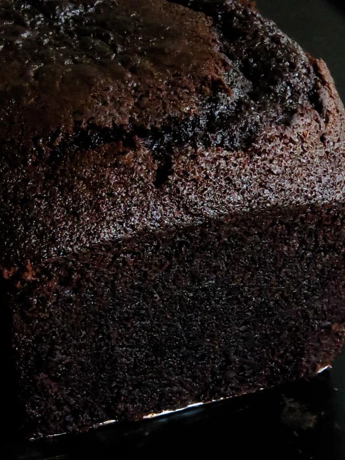 chocolate pound cake removed from the oven.
