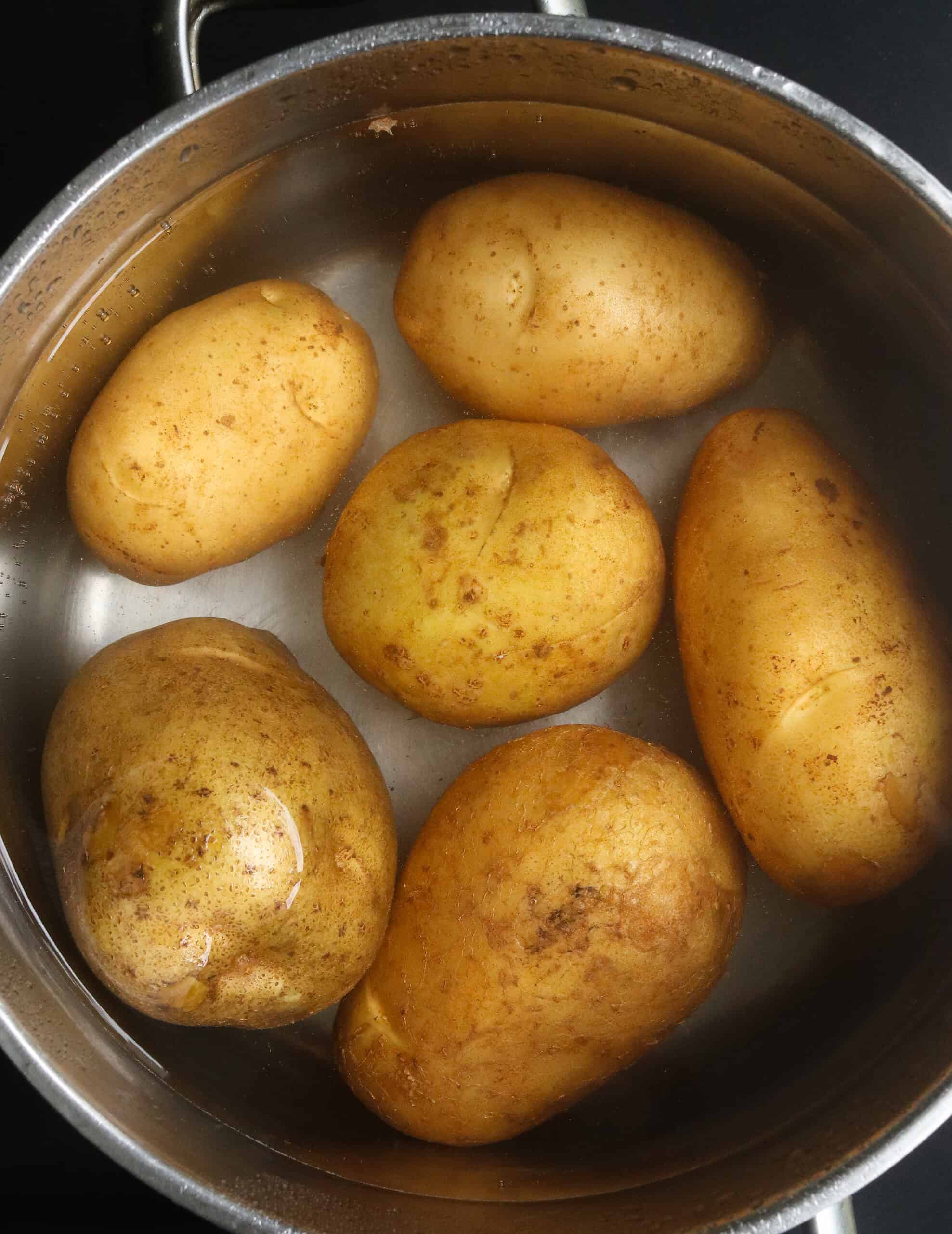 boiling the potatoes with skin on.